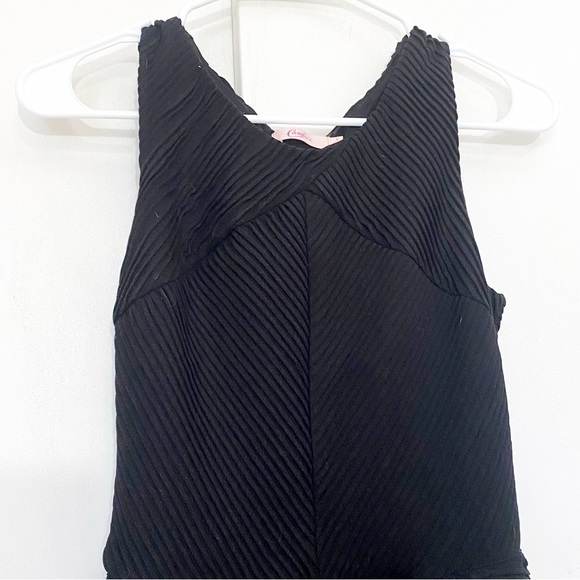 CANDIES all over mitred tiny pleats bow back sleeveless little black dress S - Picture 3 of 8